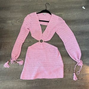 BEGINNING BOUTIQUE: Pink Cleo Crochet Dress